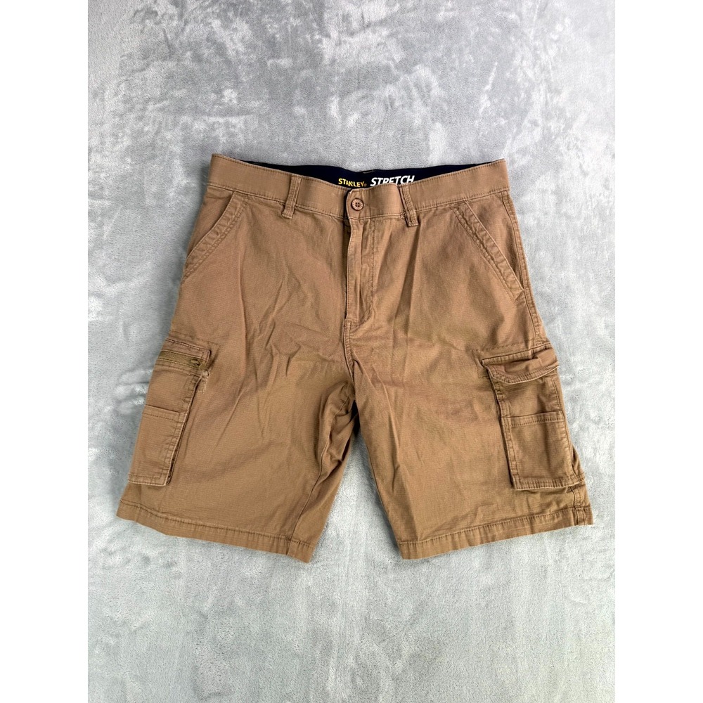Stanley Stretch Flex Technology Cargo Shorts Men 34 Brown Cotton Mid Rise Hiking